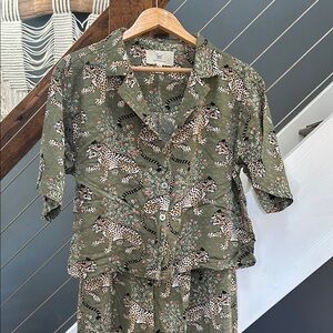 print fresh olive bagheera shirt and pants set